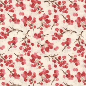 Wilmington Prints CARDINAL CELEBRATION Winter Berries Cream Red