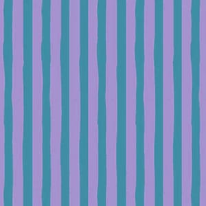 May include: Vertical stripes in a repeating pattern. Alternating stripes of teal and lavender create a simple, yet eye-catching design. The stripes have a slightly uneven, hand-painted appearance, adding a touch of artistic flair.