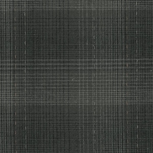 May include: Dark gray fabric with a subtle plaid pattern. The fabric has a woven texture with thin white and light pink lines intersecting to create a grid-like design. The overall appearance is a muted, sophisticated aesthetic.