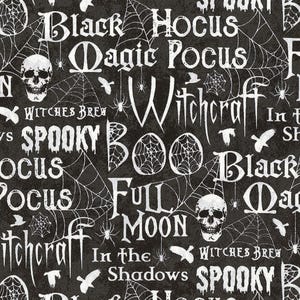 Northcott SPELLBOUND by Deborah Edwards Words Black Multi