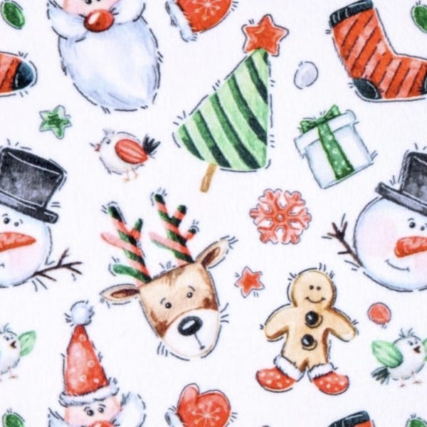 Double Sided CUDDLE FLEECE/MINKY Shannon Fabrics Santas Cloud White