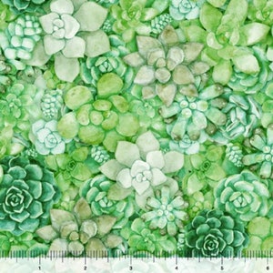 Quilting Treasures - Blossom by Dan Morris - Mixed Succulents - Green