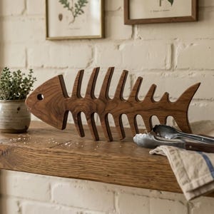 DIY: Wood Fish Skeleton Scroll Saw Pattern, an original wooden sculpture, Scrollsaw pattern, digital download, High Quality JPGs, PDF, PNG