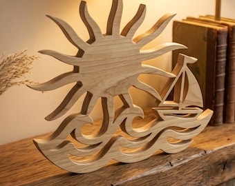 Sea, Sun, Summer, Heat, an original wooden sculpture, Scrollsaw pattern, digital download, Mothers Day Gift, High Quality JPGs, PDF, PNG
