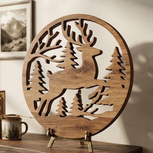 Hjort, älg, skog, en original träskulptur, rullsågsmönster, digital nedladdning, mors dag-present, högkvalitativa JPG-filer, PDF, PNG, SVG