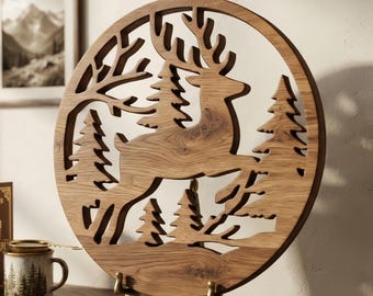 Deer, Moose, Forest, an original wooden sculpture, Scrollsaw pattern, digital download, Mothers Day Gift, High Quality JPGs, PDF, PNG, SVG