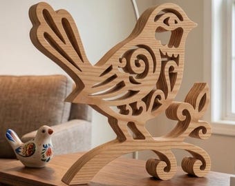 Bird, Bird on a branch, an original wooden sculpture, Scrollsaw pattern, digital download, Mothers Day Gift, High Quality JPGs, PDF, PNG