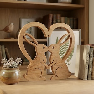 Hares and hearts, an original wooden sculpture, Scrollsaw pattern, digital download, Mothers Day Gift, High Quality JPGs, PDF, PNG