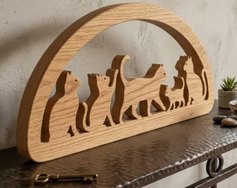 Cats, Cat family, 5 cats, an original wooden sculpture, Scrollsaw pattern, digital download, Mothers Day Gift, High Quality JPGs, PDF, PNG