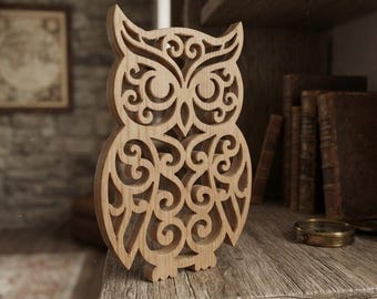 Owl, Owl with patterns, an original wooden sculpture, Scrollsaw pattern, digital download, Mothers Day Gift, High Quality JPGs, PDF, PNG,SVG
