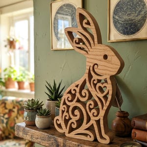 Hare, en original träskulptur, rullsågsmönster, digital nedladdning, mors dag-present, högkvalitativa JPG-filer, PDF, PNG