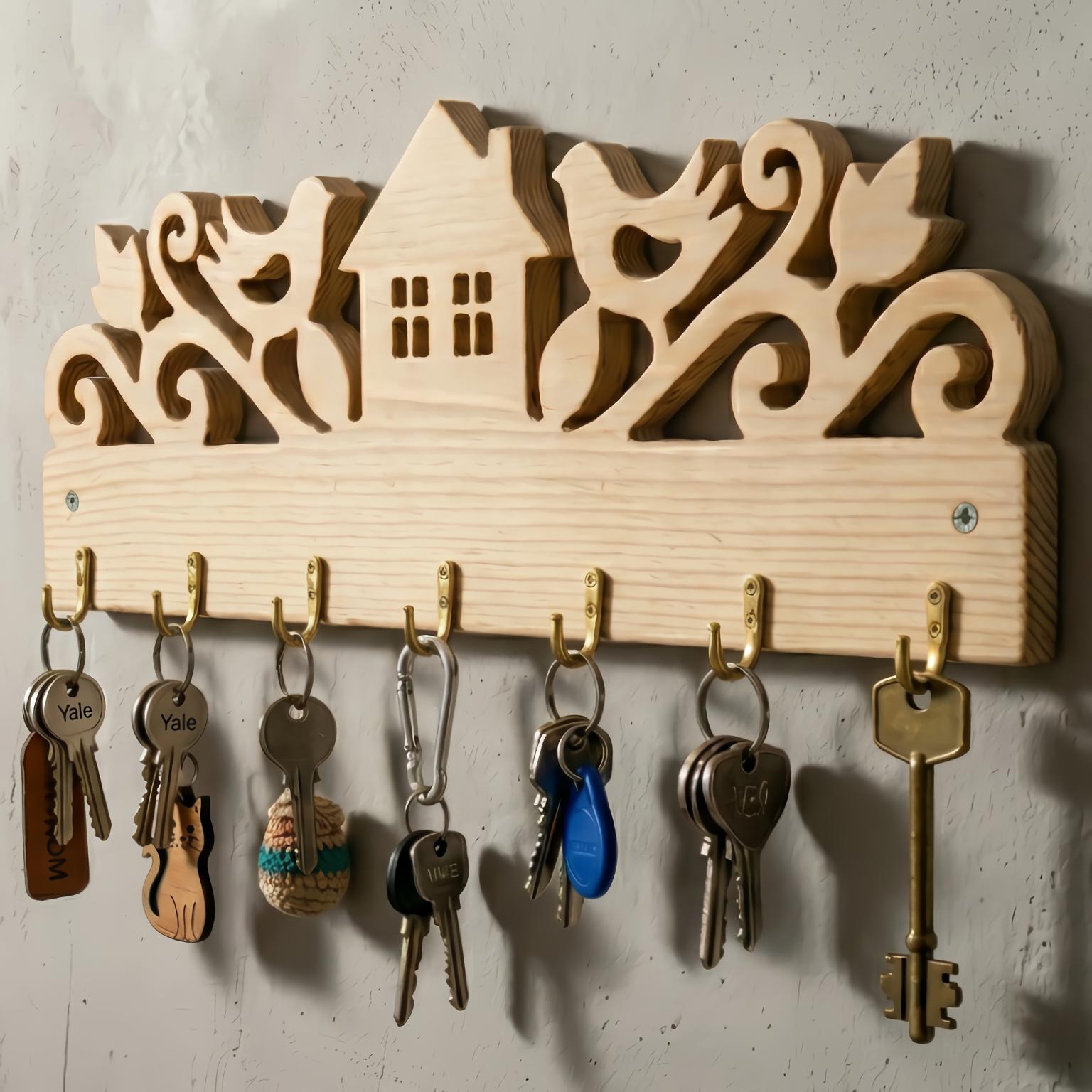 Unique Key Stand Key Stand, Key Holder, an Original Wooden Sculpture, Scrollsaw Pattern ...
