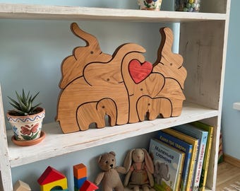 Family of 2-10, puzzle, wooden hugging elephants, Family Puzzle, Scrollsaw pattern, digital download, High Quality JPG, PDF, PNG