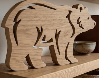 Bear, Bear in the forest, an original wooden sculpture, Scrollsaw pattern, digital download, Mothers Day Gift, High Quality JPGs, PDF, PNG