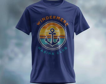 Windermere Marina Club Organic T-Shirt | Lake District Boating Gift | Retro Nautical Crest