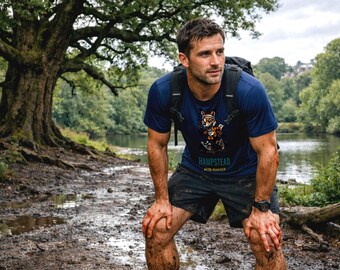 Hampstead Mud Runner Organic T-Shirt | London Trail Running Gift | Vintage Athletic Fox Mascot