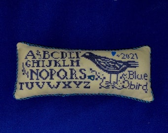 Blue Bird Cross Stitch Small Cushion