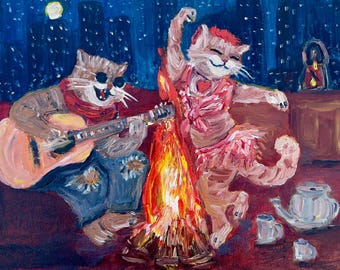 Mélodie d'une nuit d'été, Là où chante le feu, décoration murale, cadeau, œuvre originale