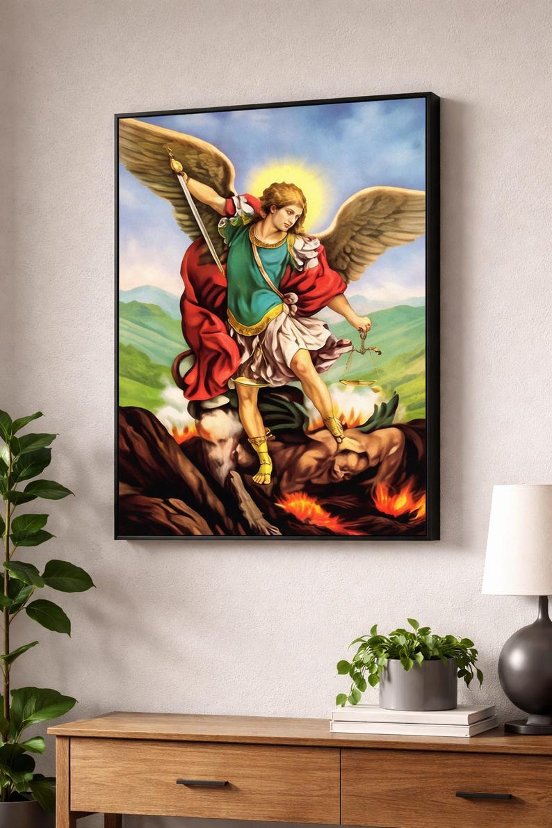 Saint Michael Archangel Canvas Print – Aluminum Framed Wall Art - Etsy