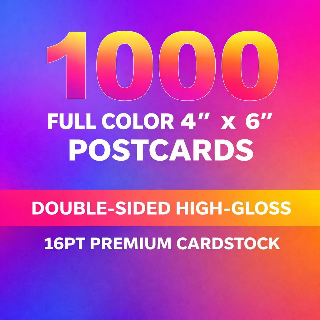 1000 Custom Full Color Postcards / Your Ready Made to Print, 2 Sided ...
