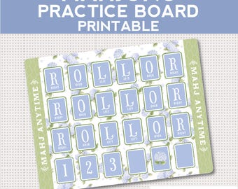 Tapete imprimible para practicar Mahjong con hortensias / Tablero de estrategia de descarga instantánea / Hoja de juego individual para principiantes de Mahjong / Más información sobre Mahjong