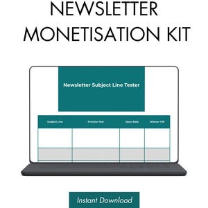 Newsletter Monetization Kit | Substack Sponsorship Rate Card | Paid Newsletter Planner | Beehiiv Tracker | Email Creator Revenue Template