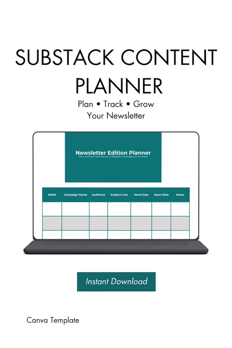 Substack Content Planner | Newsletter Calendar Template | Email ...