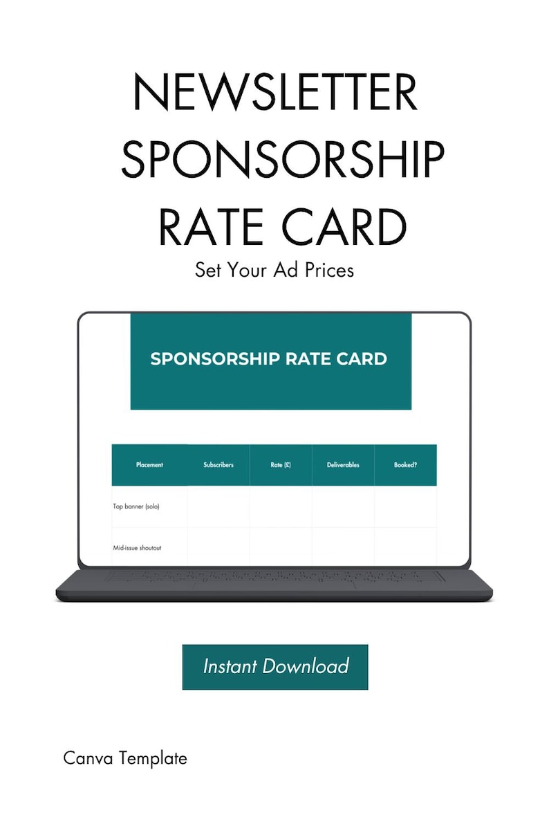 Canva Rate Card Template | Newsletter Sponsorship Media Kit | Email ...