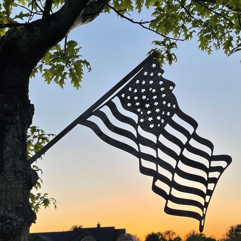 Metal Flag Decor Outdoor Yard Art Metal Bird Steel Decor Etsy