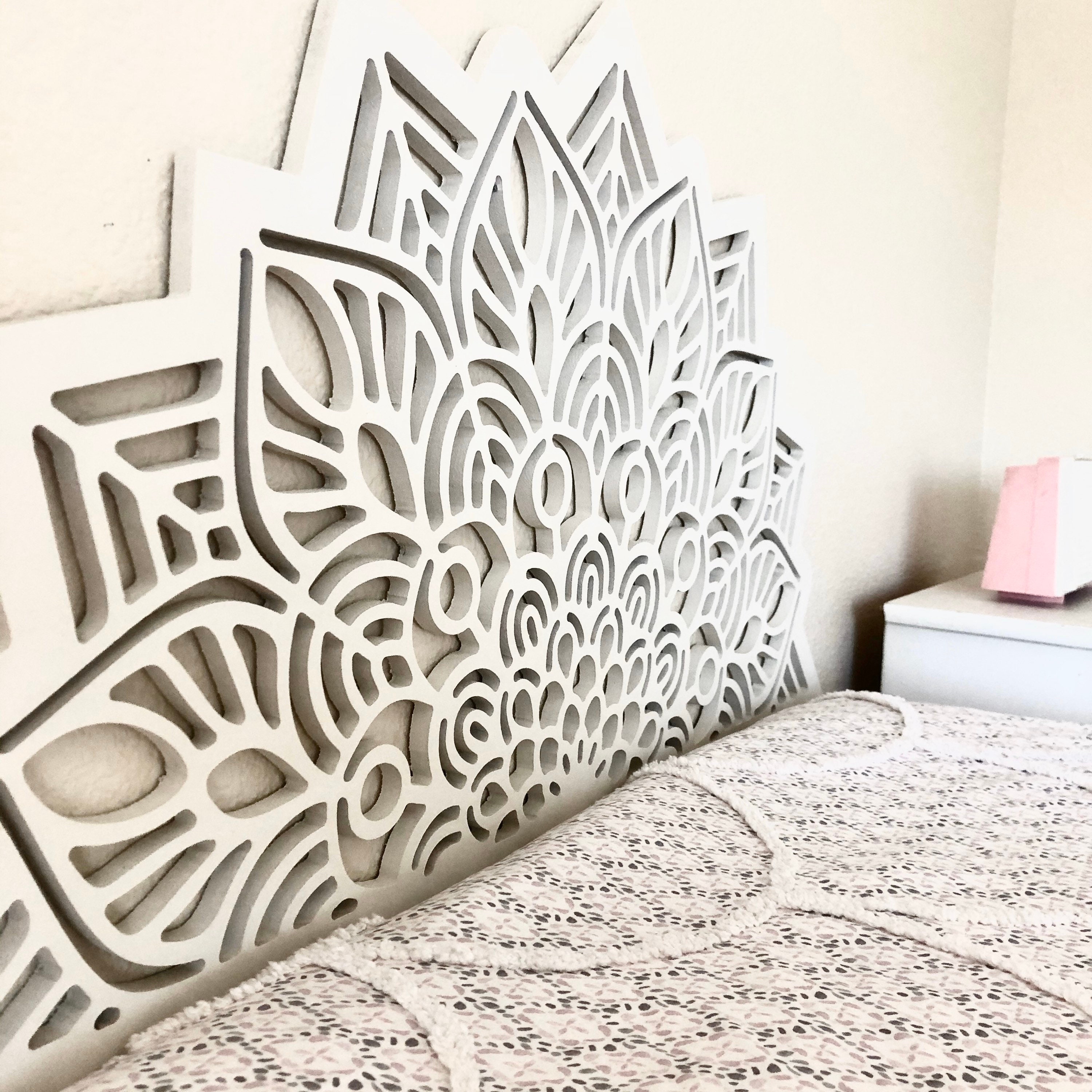 Mandala Headboard Geometric Wall Headboard Not Painted Bed Etsy