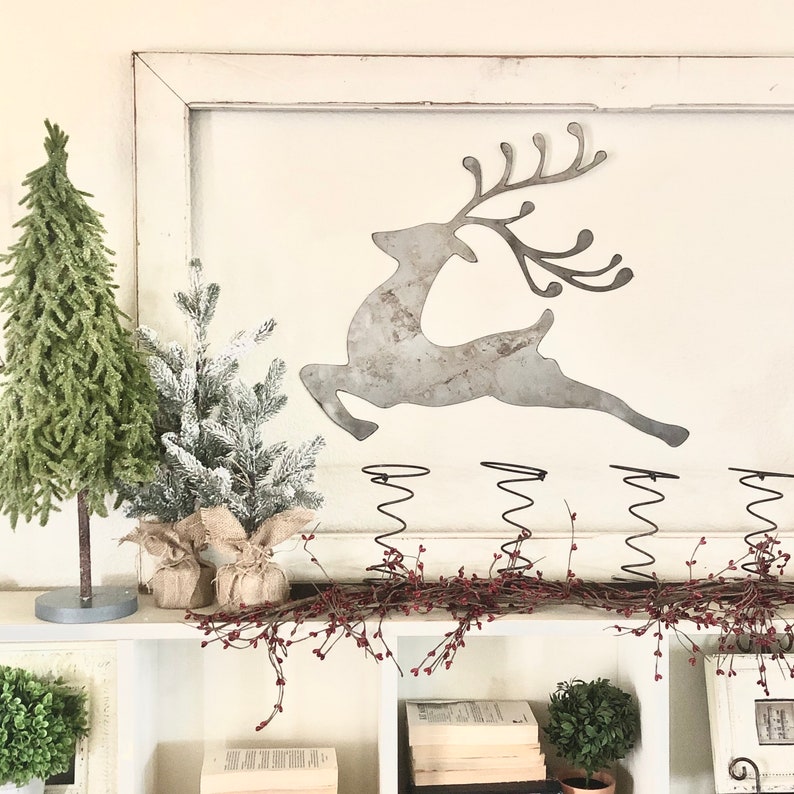 Rustic Reindeer Wall Decor silver Metal Wall Art | Etsy