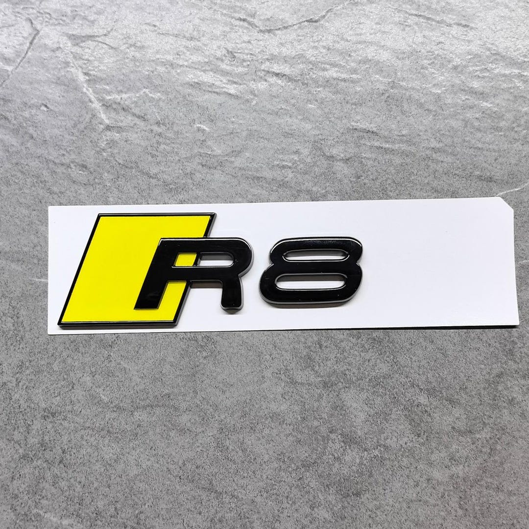 Custom Gloss Yellow & Black R8 Emblems – 3D R8 Rear Trunk Emblem – Audi ...