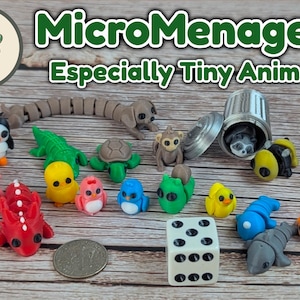 Bardzo małe, przegubowe zwierzątka z kolekcji Micro Menagerie | Mikrozabawka sensoryczna Fidget | Upominki na przyjęcia w hurtowych ilościach
