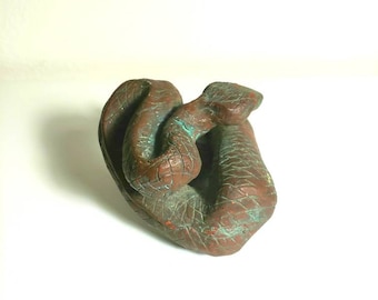 Vintage Signed Snake Bronze Sculpture