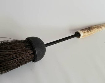 Vintage Deer Antler Handle Large Whisk Brush