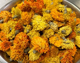 DRIED Marigold Flowers (heads only) yellow orange real flowers dye