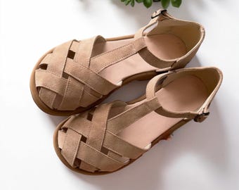 Damen Wildleder Sandalen Komfortable Breite Toe Box Handgefertigte Passform