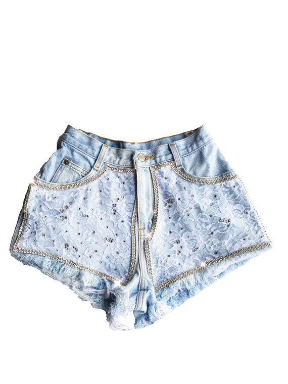 diamond denim shorts