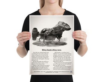 Firefly Serenity Poster | VW Lemon Ad Parody Print | Shiny Beats Shiny New | Browncoat Wall Art | Sci‑Fi Fan Gift | Kaylee Serenity Art