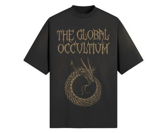 Unisex Boxy Sun Faded T-Shirt | TGO Logo | Oversized Vintage Tee | Dark Streetwear | Occult & Esoteric Apparel