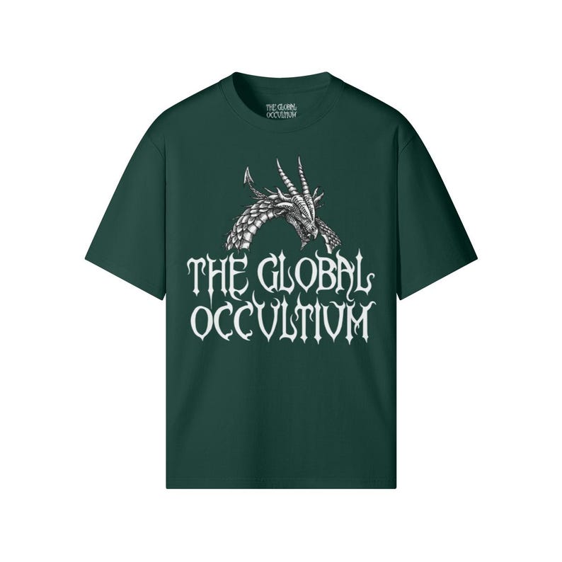 Unisex Regular Fit T-Shirt | TGO Logo | Heavyweight Cotton Tee | Dark Streetwear | Occult & Esoteric Apparel Blackish Green
