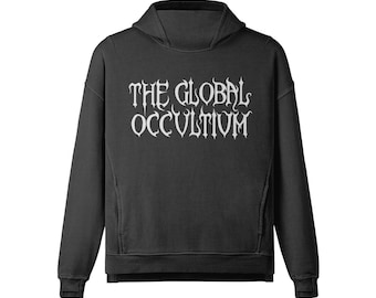 Unisex Oversized Washed Turtleneck Hoodie | TGO Logo | 380GSM Heavyweight | Vintage Distressed | Dark Streetwear | Occult & Esoteric Apparel