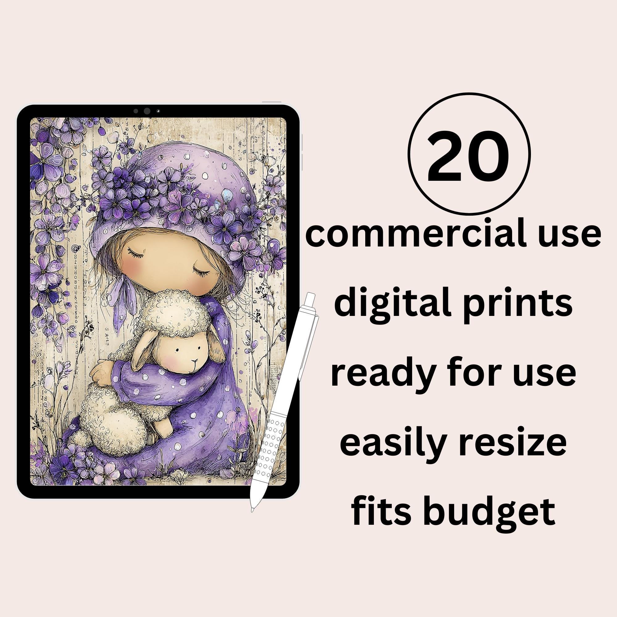 Whimsy Lavender Girl Digital Junk Journal Pages - Etsy