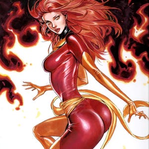 A4 Signerad Jean Grey - MÖRK PHOENIX Serietidningstryck – Marvel X-Men