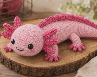 Häkelanleitung für einen Axolotl (PDF) – ganz ohne Nähen | Einfaches Amigurumi-Tutorial für einen Axolotl