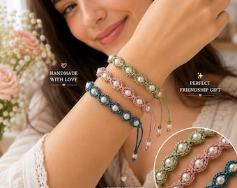 Patrón en PDF para pulsera de la amistad de perlas a crochet, tutorial para principiantes, joyería bohemia ajustable, regalo hecho a mano.