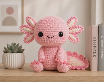Crochet Axolotl Pattern, Beginner Amigurumi Plushie, Kawaii Stuffed Toy (PDF Download)