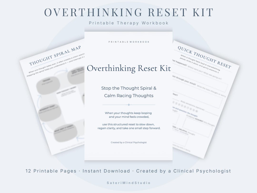 Overthinking Workbook Printable PDF, CBT Reset Kit for Anxiety ...