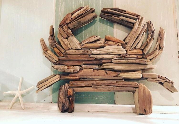 Driftwood Crab Made to Order Upcycled Beach Decor Jersey Etsy