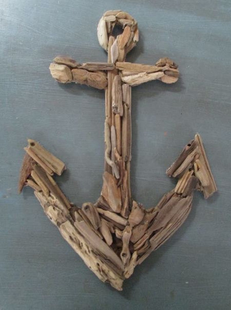 Driftwood Anchor Made to Order Upcycled Beach Decor Fish Etsy